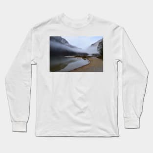 The fog clears at the lake in autumn Long Sleeve T-Shirt